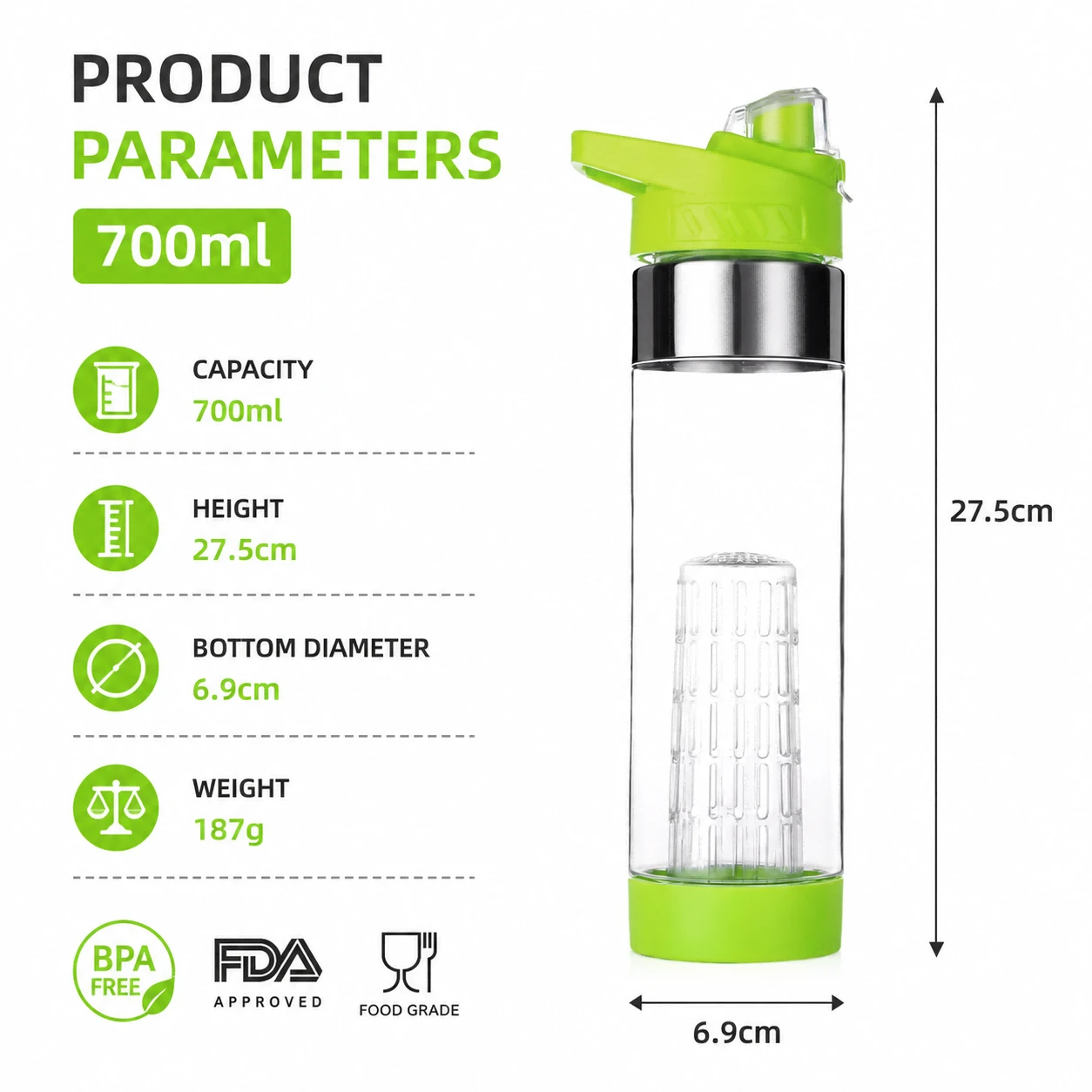Tritan Fruit Infuser Bottle Tritan Fruit Infuser Bottle